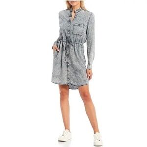 Cloth & Stone Acid Wash Button Up Mini Dress Size Small